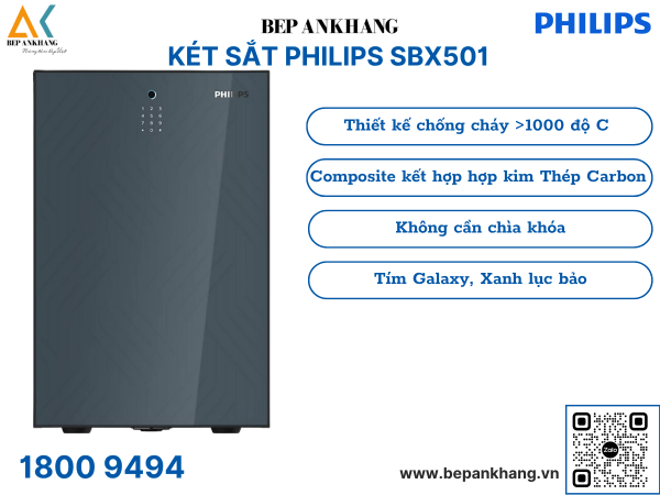 Két Sắt chống cháy PHILIPS SBX501-4C0 - 54kg Xanh ngọc lục bảo/ Thiên hà tím